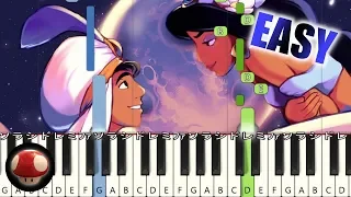 A Whole New World - EASY Piano Tutorial (Synthesia) - Disney - Aladdin / ホール・ニュー・ワールド【ピアノ簡単楽譜】アラジン