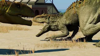 CARNIVORE & HERBIVORE DINOSAURS BATTLE ROYALE IN USA - Jurassic World Evolution 2