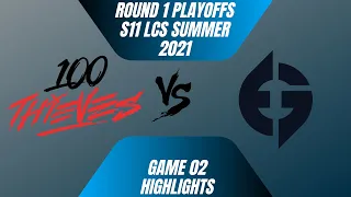 100 Thieves vs Evil Geniuses Highlights - Game 2 | Round 1 Playoffs S11 LCS Summer 2021