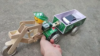 How to make a cart using ice cream sticks and soda cans. Robot rickshaw // Diy.