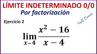 Límite indeterminado 0/0 por factorización l Ejercicio 2