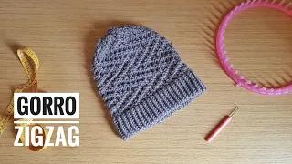 Cómo tejer con telar un gorro zigzag fácil tipo slouchy beanie (Tutorial DIY)