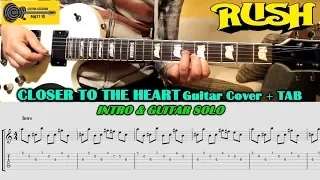 CLOSER TO THE HEART Guitar TAB - Rush - COVER LESSON TUTORIAL - Intro & Guitar Solo