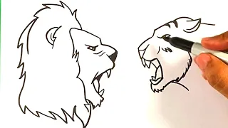 AMAZING How to Draw TIGER vs LION