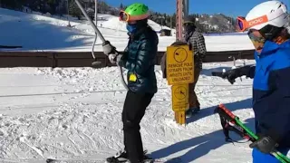 How to load and ride a poma ski lift with Deb Armstrong