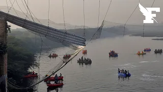 🔴INDE: les images du pont qui s'est effondré faisant au moins 130 morts