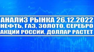 Анализ рынка 26.12.2022 / Доллар продолжает расти / Нефть, Газ, Золото, Серебро / Акции России