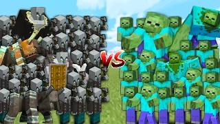 MINECRAFT RAID vs ZOMBIE APOCALYPSE in Minecraft Mob Battle