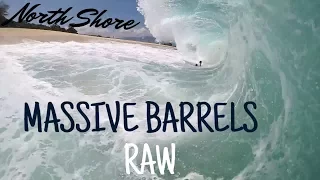 MASSIVE DROP IN BARRELS |--NORTH SHORE HAWAII-- FIRST SWELL 9-7-17  | Mini Bodyboarding POV