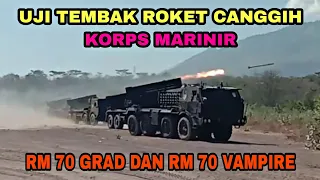 Uji tembak roket RM 70 GRAD dan RM 70 VAMPIRE milik korps marinir tni angkatan laut