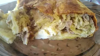Ленивый мясной пирог из лаваша.