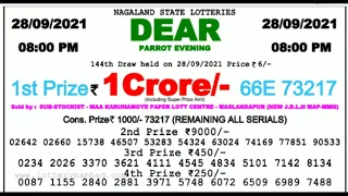 🔴 Lottery Sambad Live 08:00 pm 28/09/2021 night Nagaland State Dear Lottery Result pdf