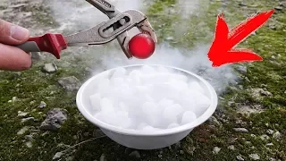 EXPERIMENT Glowing 1000 Degree METAL BALL vs DRY ICE!!!