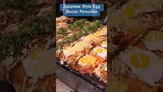 Japanese Style Egg Bacon Pancakes -  #travel #streetfood #japanfood #japan #food #foodie #travel