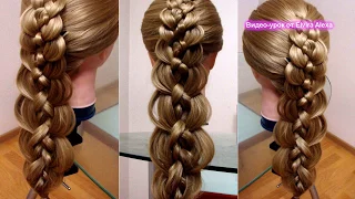 🌷🌷🌷НОВЫЙ ВАРИАНТ КОСЫ ИЗ ПЯТИ ПРЯДЕЙ С ПОДХВАТОМ,🌷🌷🌷 HAIR TUTORIAL🌷🌷🌷