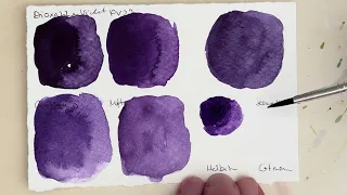 Watercolour Swatch Card Diox Violet PV23: Rosa, W&N, QoR, Micheal Harding, Isaro, Sennelier, Holbein