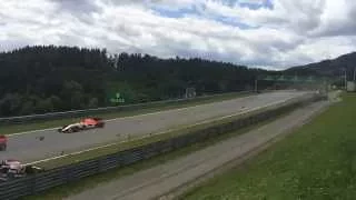 Alonso and Raikkonen crash - Red Bull ring 2015. (Slow mode)