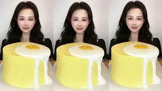 Asmr🍰Eating Big Custard Cake🍰 (Soft And Waxy Sound) 크림丨먹방丨Mukbang丨Satisfying丨Eatingshow