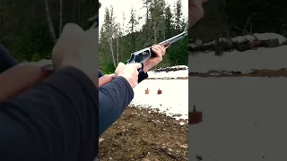 ✅out Winchester model 94 22 mag caliber with 20 inch barrel and some flying cans #youtubeshorts