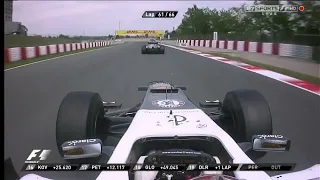 Kamui Kobayashi  onboard overtake on Nico Rosberg Spanish GP 2012