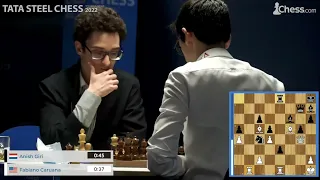 Fabiano Caruana Is Shocked At His Own 1 Move Blunder Against Anish Giri | Tata Steel Chess Round 6