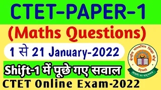 Online Ctet (paper-1) Maths Questions || 1 January से 21 january 2022 Online CTET Exam 2022 ||