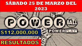 RESULTADOS POWERBALL DEL SÁBADO 25 DE MARZO DEL 2023 $112,000,000/LOTERÍA DE ESTADOS UNIDOS