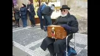 Тульский шарманщик играет  в Праге!!!