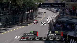 Lewis Hamilton overtake on Michael Schumacher Monaco GP 2011