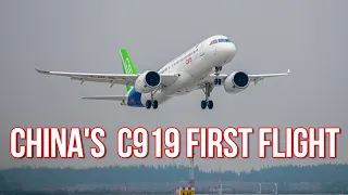 China's first large aircraft C919 first flight review