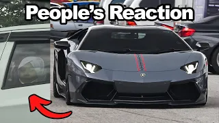 LOUD LAMBORGHINI AVENTADOR WITH AKRAPOVIC EXHAUST | People's Reaction!