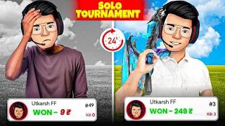 24 Hours ⏳ Solo Tournament Challenge 🤯 | Utkarsh FF
