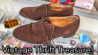 I WALKED INTO A THRIFT SHOP & FOUND THESE!-Suede Care Tutorial on Vintage Johnston & Murphy Wingtips