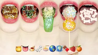 asmr EMOJI FOOD HONEY POPPING CANDY JELLY 🍯👅🍮🦴🍜🌎🌍🍫🍓🍊 꿀 팝핑캔디 젤리 이모지 먹방 eating sounds