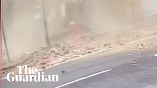 Near miss as wind blows bricks off east London roof