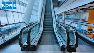 Riding 3 x KONE up escalators at Heathrow Airport Terminal 5, London