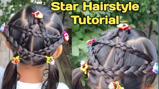 Star Hairstyle | How To Make A Braided Star latest hairstyle | star shaped hair tutorial | hairstyle