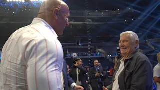 The Rock shares a heartfelt moment with Pat Patterson at the SmackDown FOX premiere in 2019
