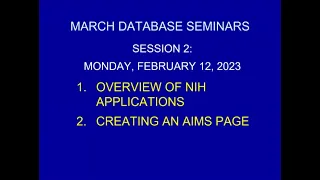 OVERVIEW OF NIH APPLICATIONS / CREATING AN AIMS PAGE - NIGEL PANETH