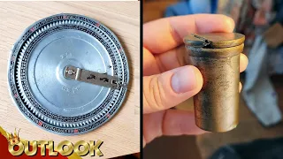 What Is This Mysterious Thing I Found In Some Old Stuff And This Old Cylindrical Metal Container?