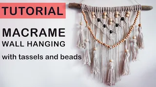 Tutorial Boho Macrame Wall Hanging with tassels and beads