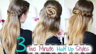 3 Easy Two minute Half Up Hairstyles | Running Late Hairstyles | Braidsandstyles12