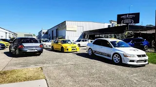 10 Minutes Of Mitsubishi Evos Leaving A Car Meet