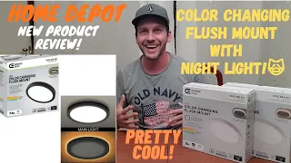 Commercial Electric LED Color changing color flush mount product review! #HomeDepot #LEDlight