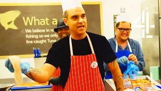 Robbie Williams Becomes A Supermarket Fishmonger | Alan Carr's Happy Hour