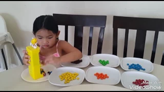 Learn Colors with M&M's Chocolate Candy Dispenser!