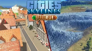 Cities Skylines Parklife - 200k Населения! Землетрясение вызвало волну! Улица старого города! #49