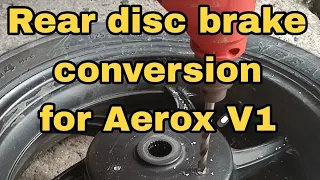 Rear disc brake conversion for yamaha aerox V1 #MOTOBORDS #reardiscbrake #aerox155 #conversion #diy