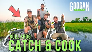 Googan 2v2 BULL FROG CATCH CLEAN COOK Challenge! ( DELICIOUS )