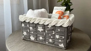 MADE AN ORGANIZER OUT OF LEFTOVER FABRIC AND REGULAR CORD! DIY! 😍